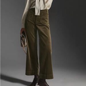 Anthropologie Maeve Colette corduroy wide leg olive pants 32